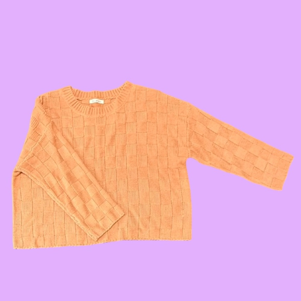 Ces Femme Basketweave Knit Sweater in Coral